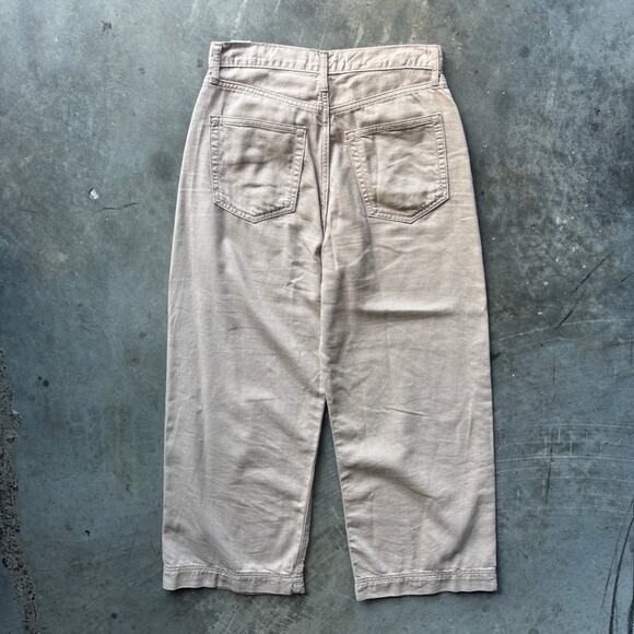 Etica Devon Wide Leg Jeans Women's 28 Beige High Rise Organic Cotton Denim Pants - Picture 6 of 10